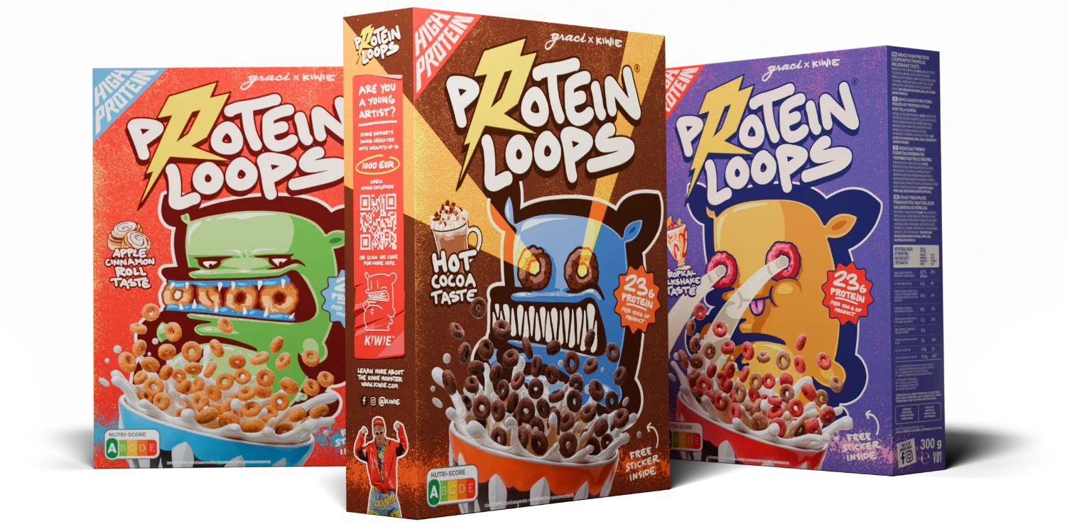 Protein Loops cereal boxes